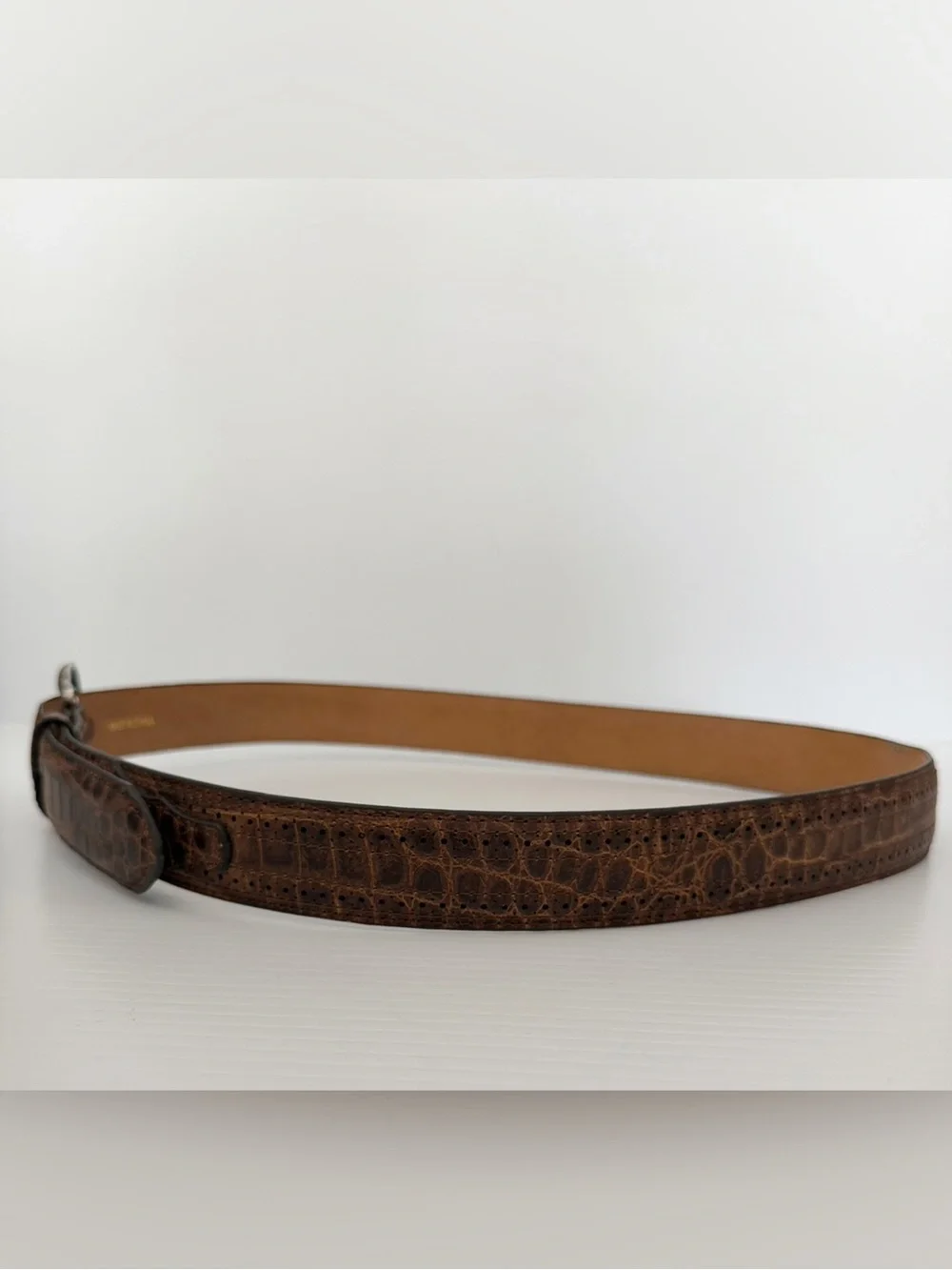 Ariat Men's Genuine Brown Leather Belt with Silver Buckle - 42